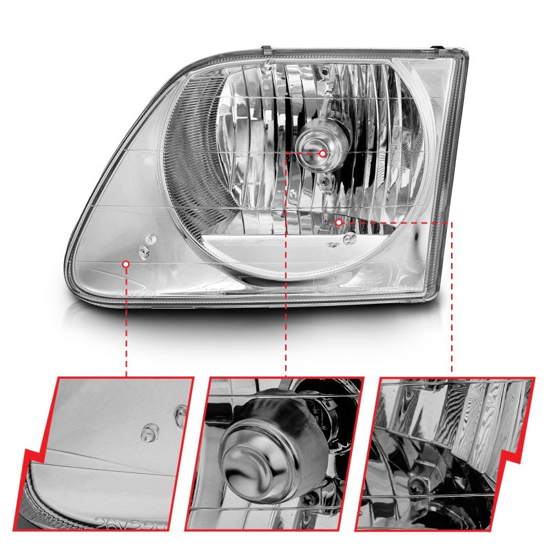 ANZO 1997-2003 Ford F-150 faróis de cristal cromados