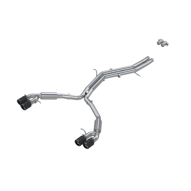 MBRP 18-21 Audi S5 Coupe/S4 Sedan T304 SS 2.5in Cat-Back Quad Escape de salida trasera - Puntas de fibra de carbono