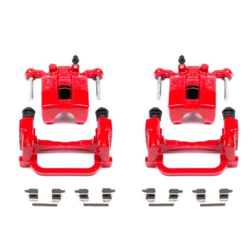 Power Stop 05-08 Infiniti G35 Pinzas traseras rojas con soportes - Par