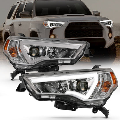 ANZO 14-18 Toyota 4 Runner Plank Projetor Faróis cromados c/ âmbar