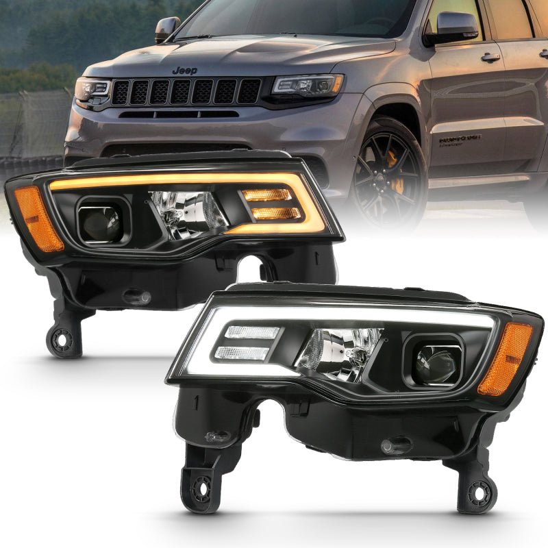 ANZO 2017-2018 Jeep Grand Cherokee Projetor Faróis c/ Plank Style Switchback - Preto c/ Âmbar