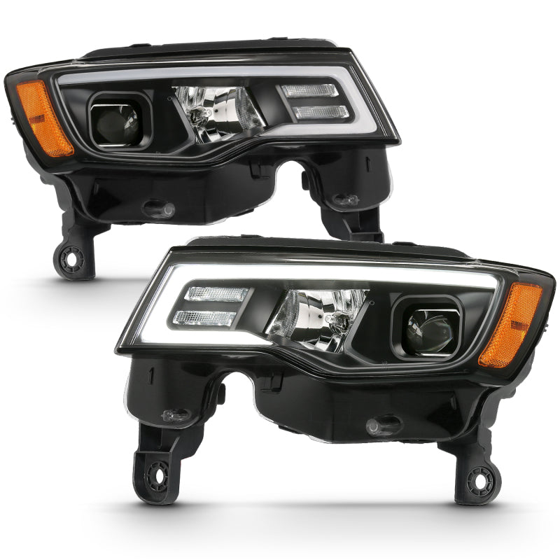 ANZO 2017-2018 Jeep Grand Cherokee Projetor Faróis c/ Plank Style Switchback - Preto c/ Âmbar