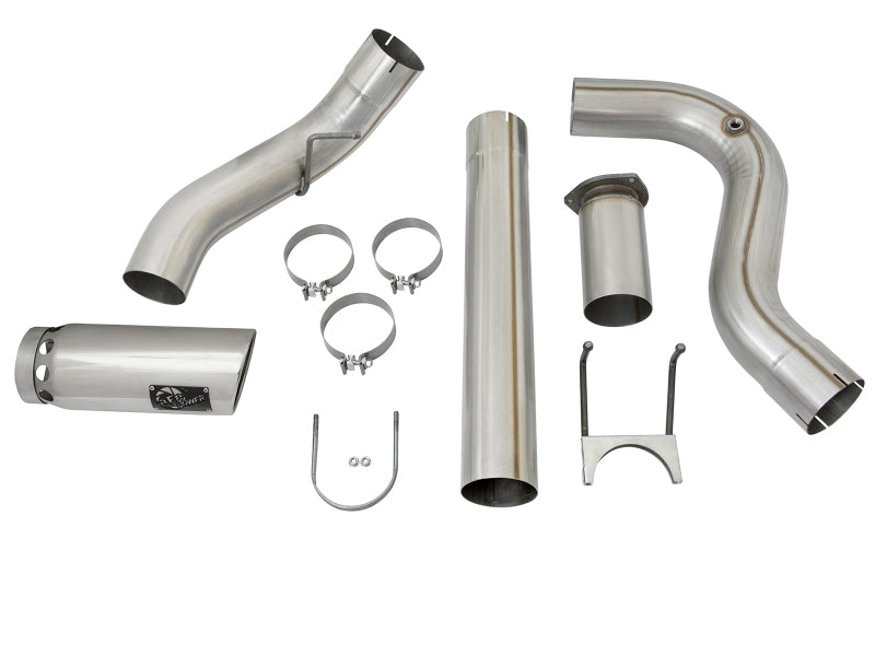 aFe ATLAS 5in DPF-Back Alum Steel Exhaust System c/Polished Tip 2017 Ford Diesel Trucks V8-6.7L (td)