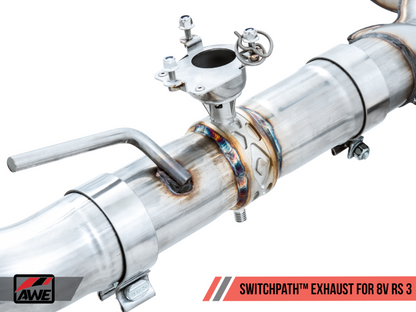 AWE Tuning 17-19 Audi RS3 8V SwitchPath Escape c/Diamond Black RS-Style Tips