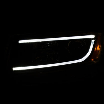 Faróis projetores ANZO 2014-2015 Jeep Grand Cherokee com design estilo prancha preto