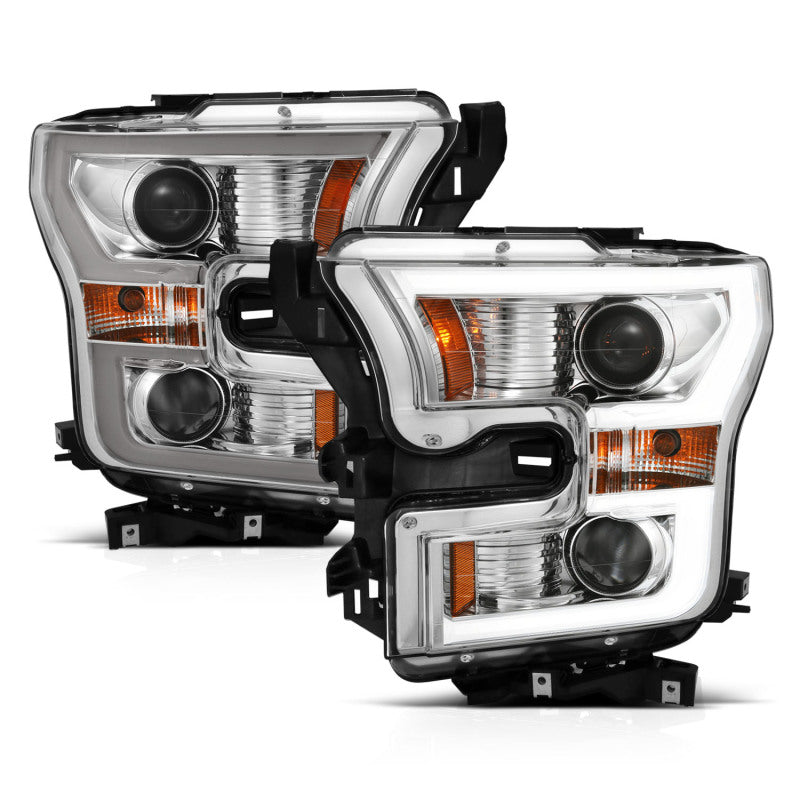 ANZO 2015-2017 Ford F-150 Projetor Faróis c/ Plank Style Switchback Cromado c/ Âmbar