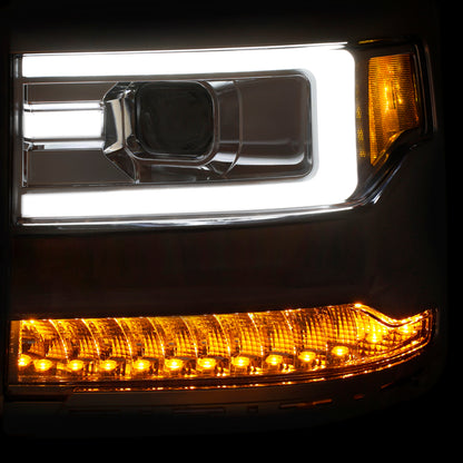 ANZO 16-17 Chevy Silverado 1500 Projetor Faróis Estilo Plank Design Cromado c/ Âmbar
