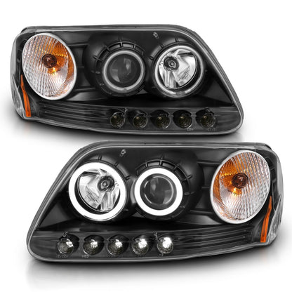 ANZO 1997-2003 Ford F-150 Projetor Faróis com Halo Preto (CCFL)