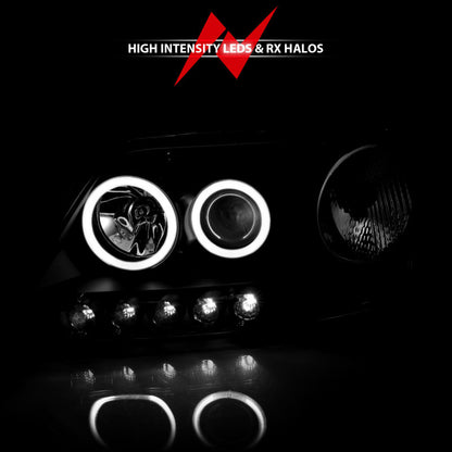 ANZO 1997-2003 Ford F-150 Projetor Faróis com Halo Preto (CCFL)