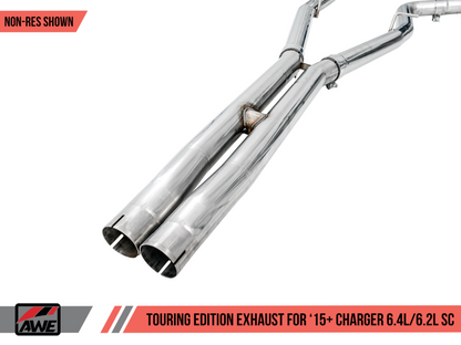 AWE Tuning 2015+ Dodge Charger 6.4L/6.2L SC Non-Resonated Touring Edition Escape - Silver Tips