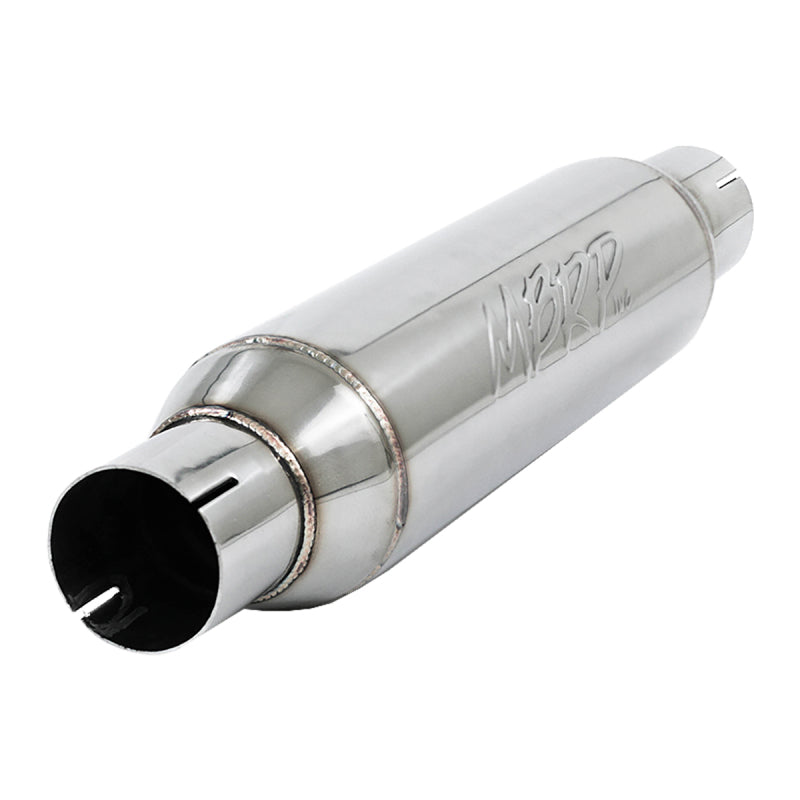 MBRP Resonador universal Entrada/salida de 2,5 pulgadas Cuerpo de 16 pulgadas Total de 20 pulgadas T304