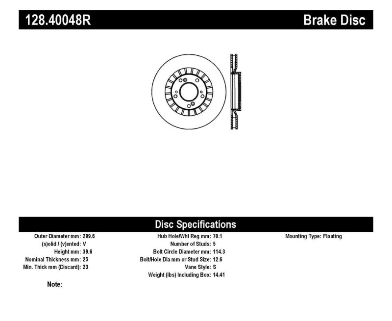 StopTech 00-09 Honda S2000 Rotor delantero derecho perforado