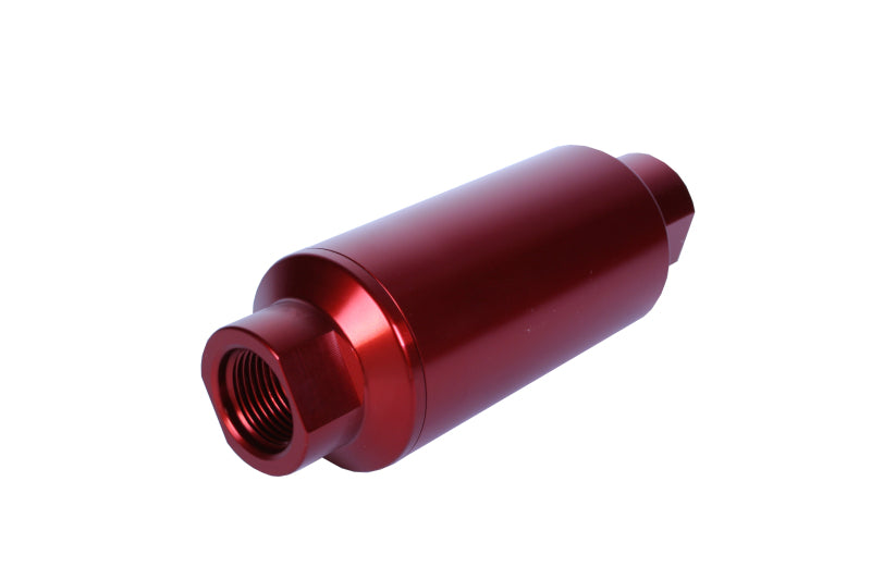 Filtro em linha aeromotivo - (AN-10) Elemento de microvidro de 10 mícrons com acabamento anodizado vermelho