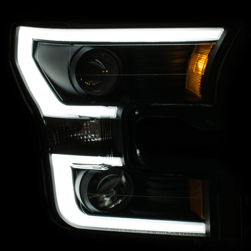 ANZO 2015-2016 Ford F-150 Projetor Faróis c/ Plank Style Design Preto c/ Âmbar