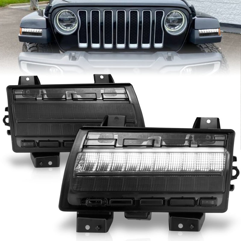 ANZO Wrangler 18-21/Gladiator 20+ LED Side Marker Lights Smoke com sinal sequencial