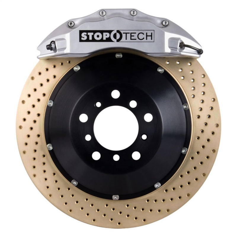 StopTech 14-15 Chevy Corvette Z51 Front BBK w/ Silver ST-60 380x32mm Zinc Coated Drilled Rotors
