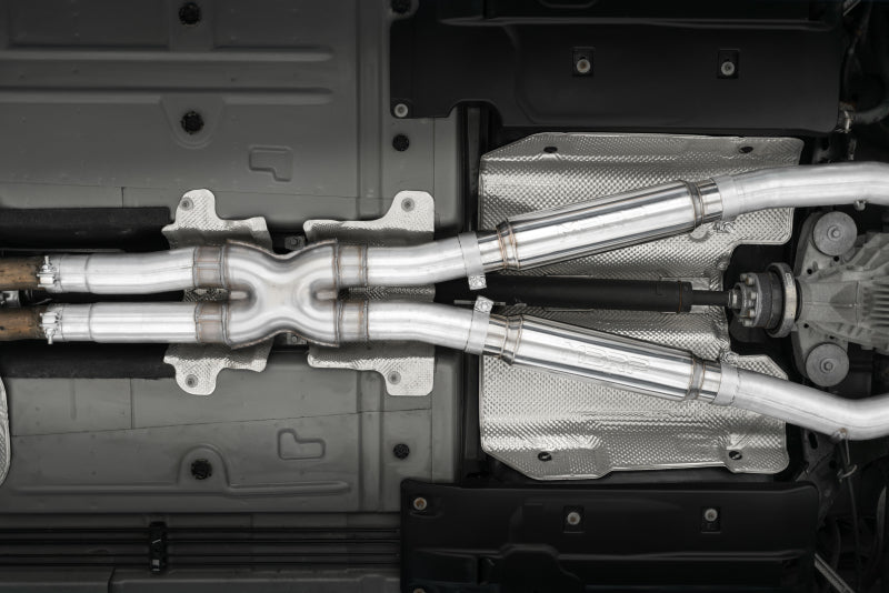 MBRP 15-16 Dodge Challenger RT 5.7L T304 SS 3 pol. Traseiro duplo Cat-back CF Quad Tips - Street