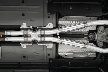 MBRP 15-16 Dodge Challenger RT 5.7L T304 SS 3 pol. Traseiro duplo Cat-back CF Quad Tips - Street