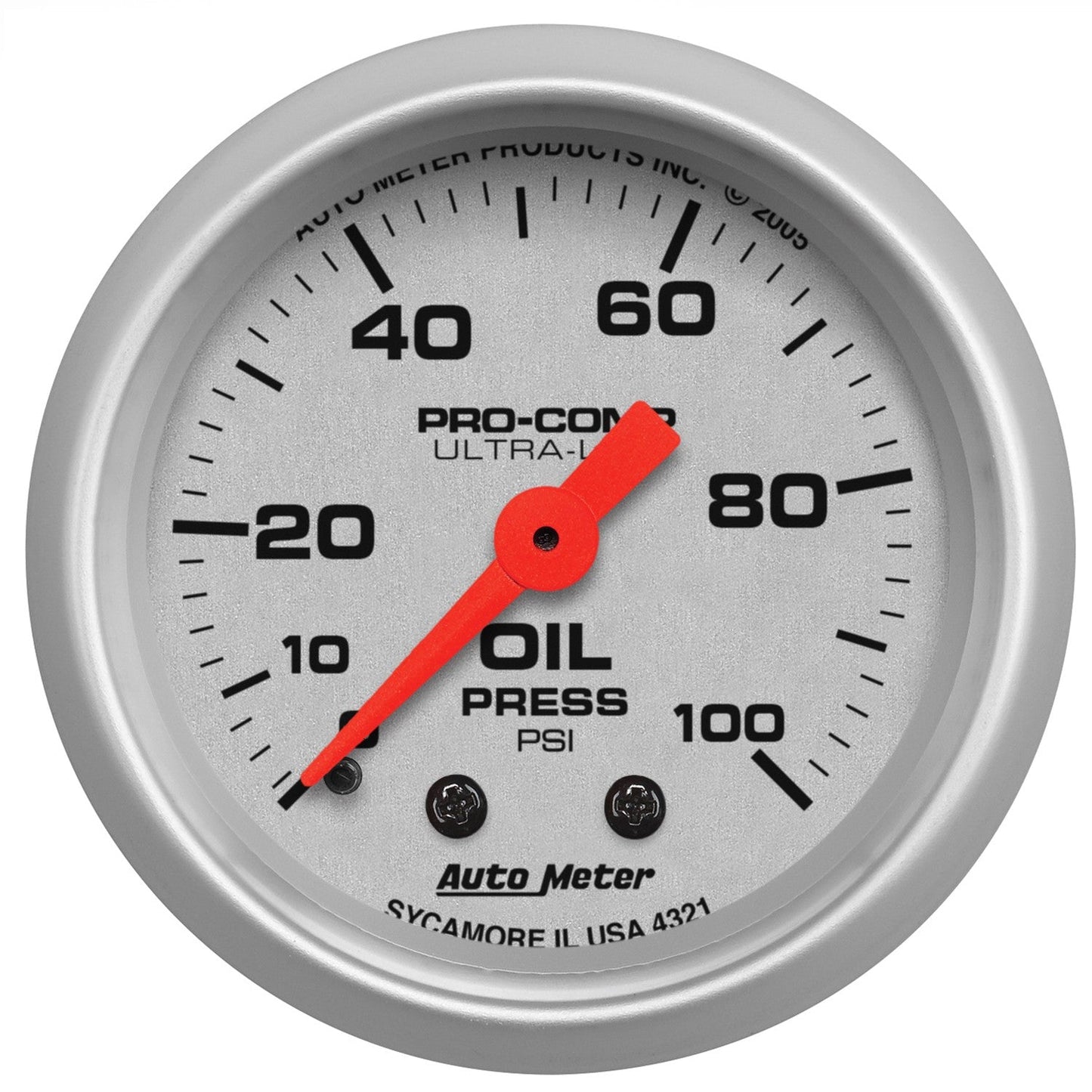 AutoMeter - 2-1/16" OIL PRESSURE, 0-100 PSI, MECHANICAL, ULTRA-LITE (4321)