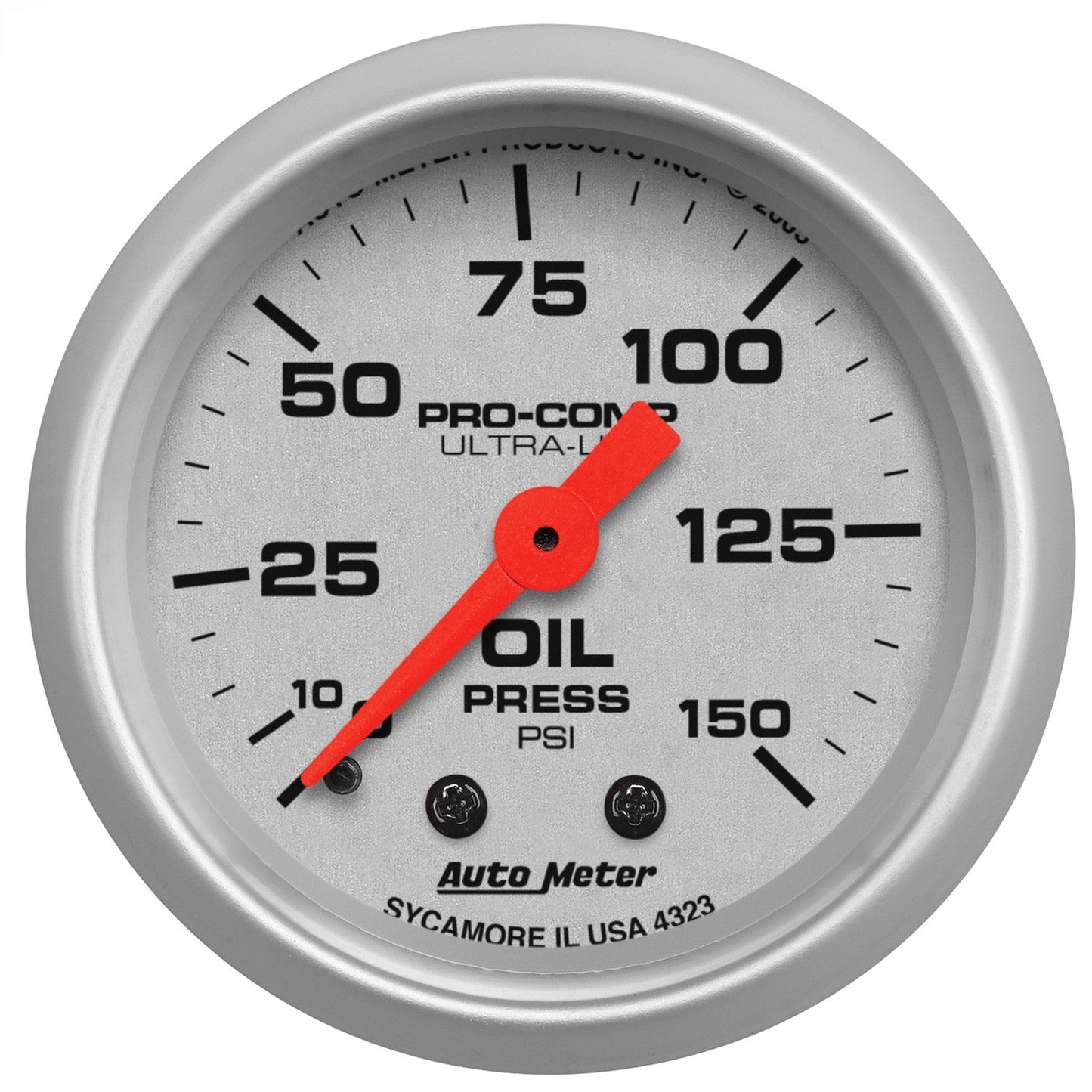 AutoMeter - 2-1/16" OIL PRESSURE, 0-150 PSI, MECHANICAL, ULTRA-LITE (4323)