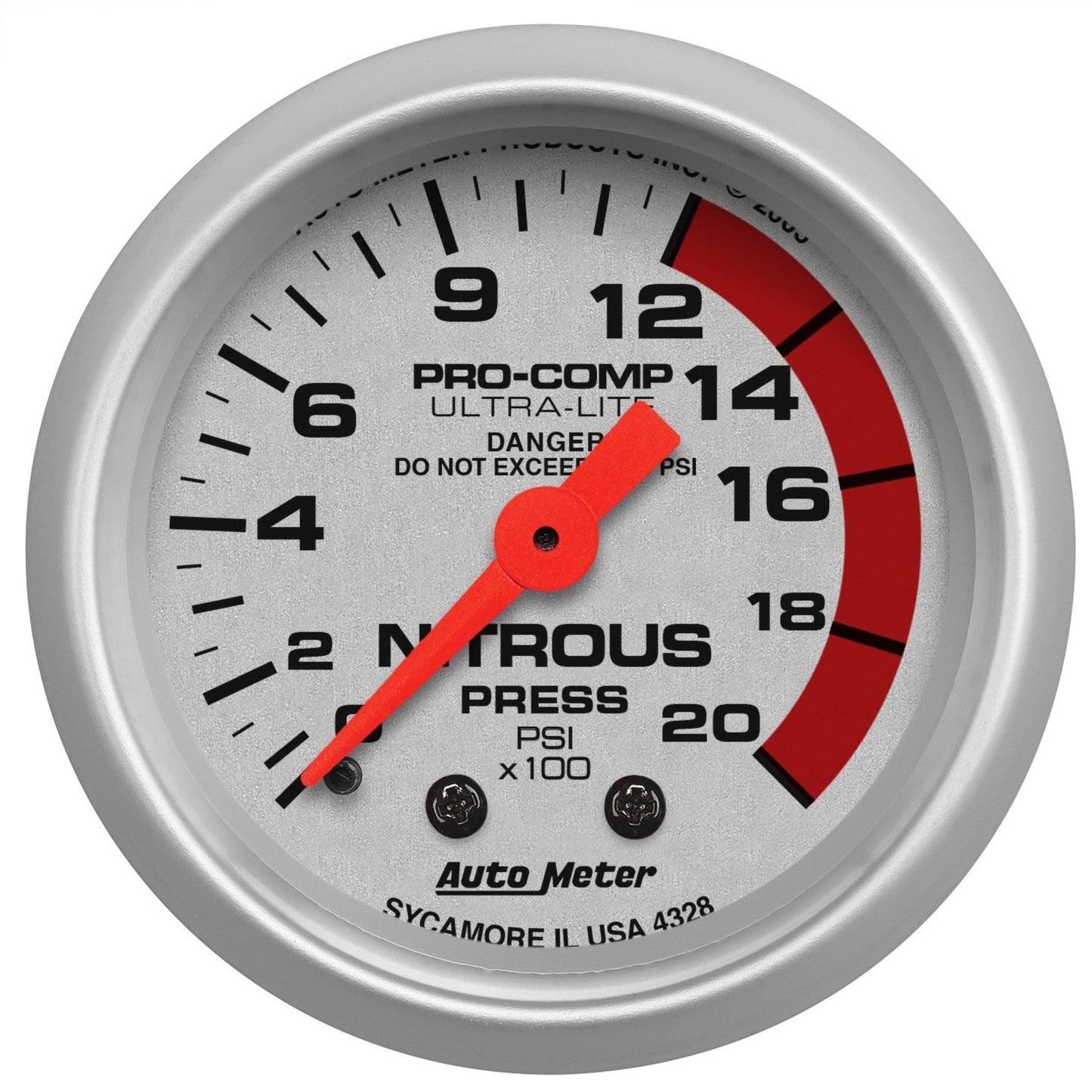 AutoMeter - 2-1/16" NITROUS PRESSURE, 0-2000 PSI, MECHANICAL, ULTRA-LITE (4328)