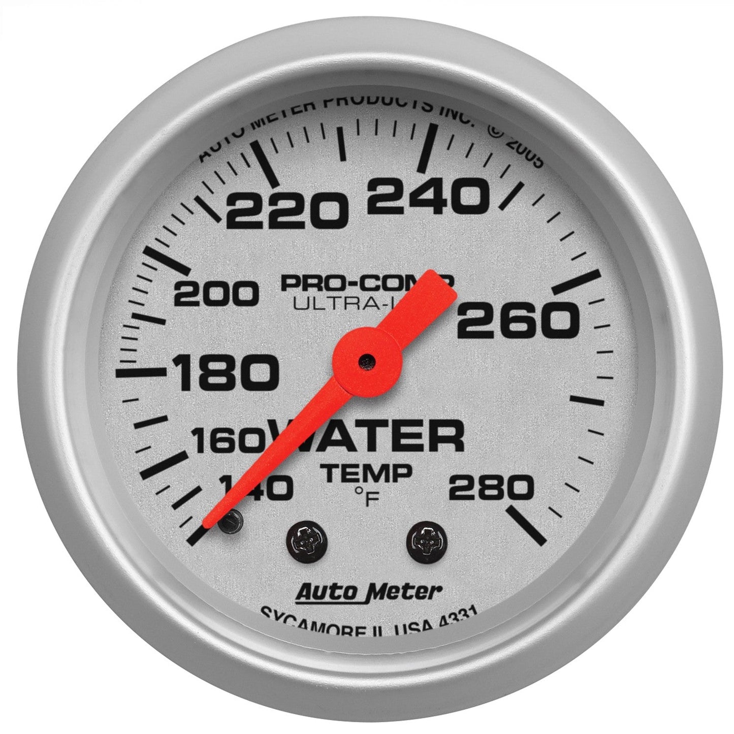 AutoMeter - 2-1/16" WATER TEMPERATURE, 140-280 °F, MECHANICAL, ULTRA-LITE (4331)