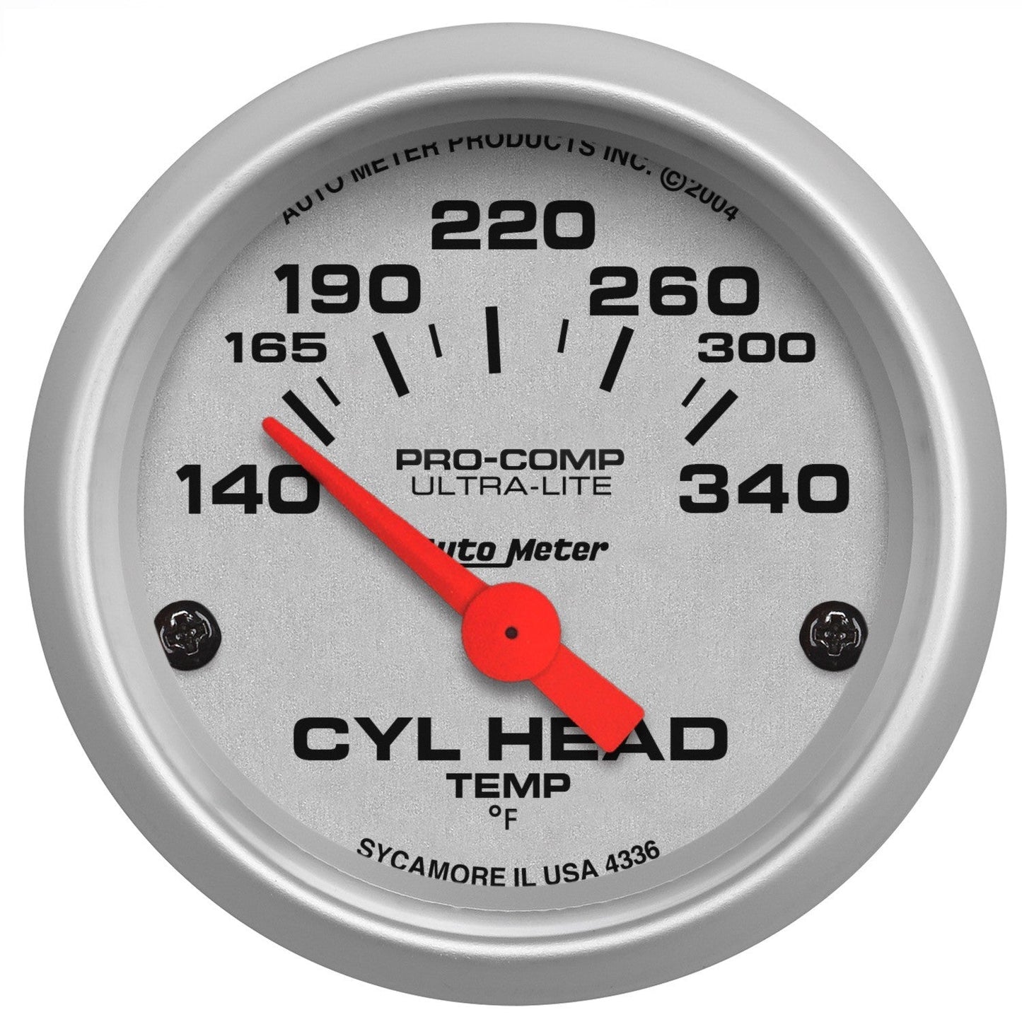 AutoMeter - TEMPERATURA DE LA CULATA DEL CILINDRO DE 2-1/16", 140-340 °F, NÚCLEO DE AIRE, ULTRA-LITE (4336)