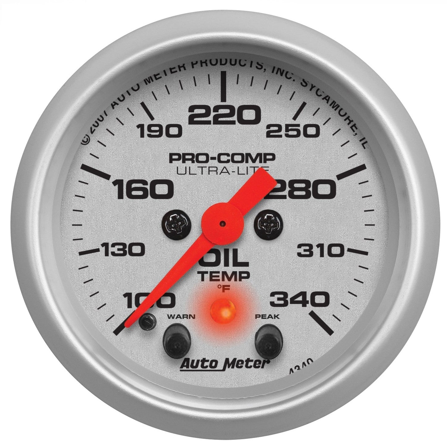 AutoMeter - TEMPERATURA DEL ACEITE DE 2-1/16", 100-340 °F, MOTOR PASO A PASO, ULTRA-LITE (4340)