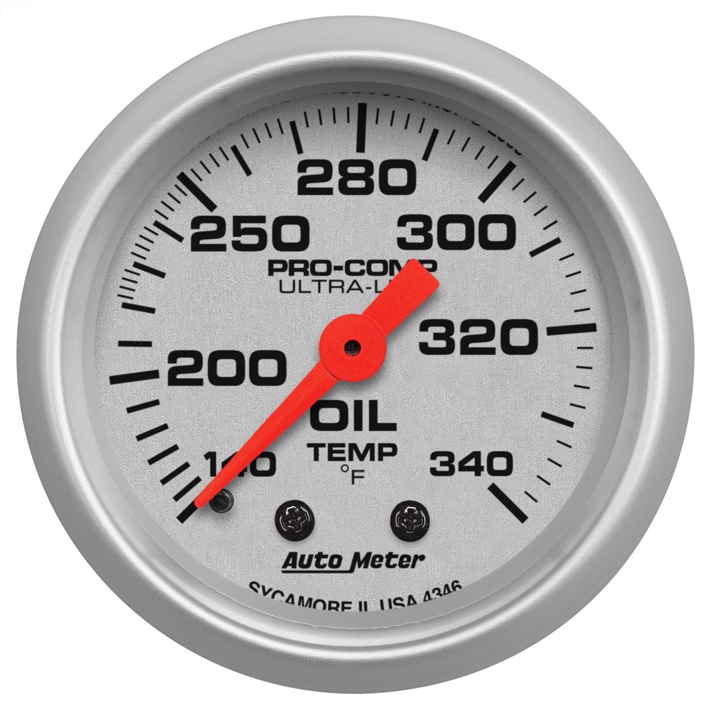 AutoMeter - 2-1/16" OIL TANK TEMPERATURE, 140-340 °F, MECHANICAL, ULTRA-LITE (4346)