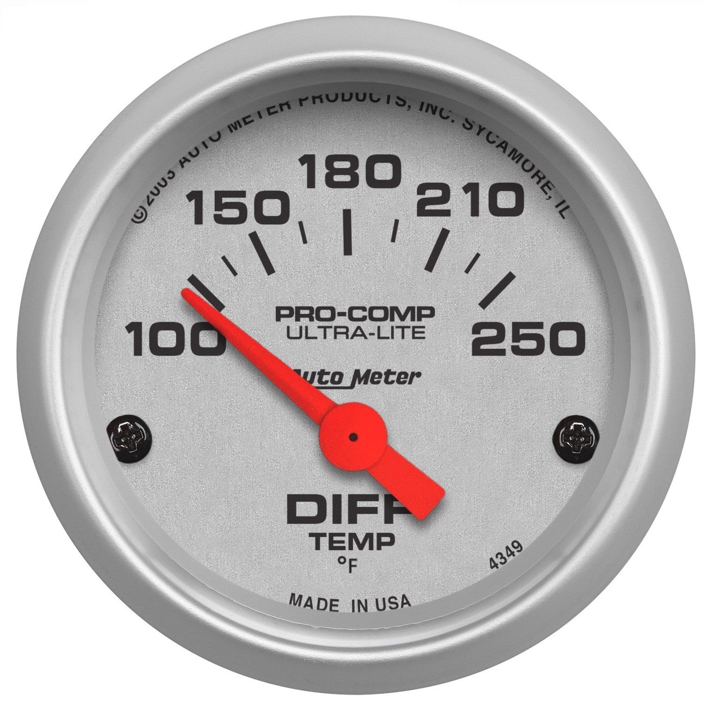 AutoMeter - TEMPERATURA DIFERENCIAL DE 2-1/16", 100-250 °F, AIR-CORE, ULTRA-LITE (4349)