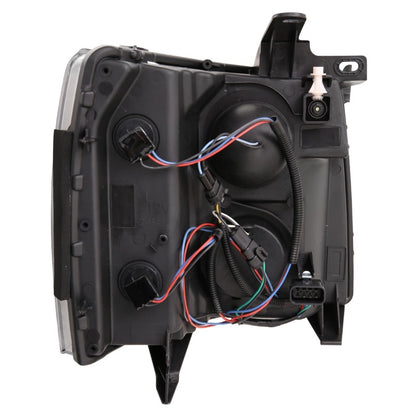ANZO 07-13 Chevrolet Silverado 1500 Faros delanteros estilo tablón proyector negro con ámbar