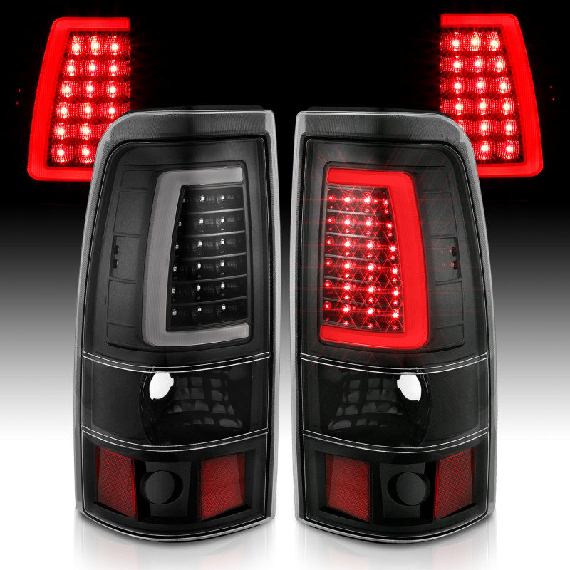 ANZO 2003-2006 Chevy Silverado 1500 Luces traseras LED estilo tablón negro con lente transparente