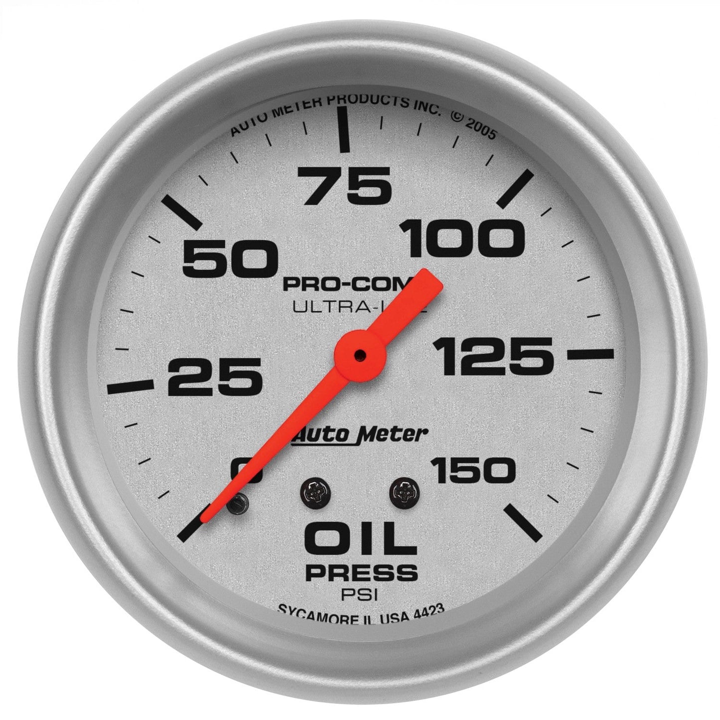 AutoMeter - 2-5/8" OIL PRESSURE, 0-150 PSI, MECHANICAL, ULTRA-LITE (4423)
