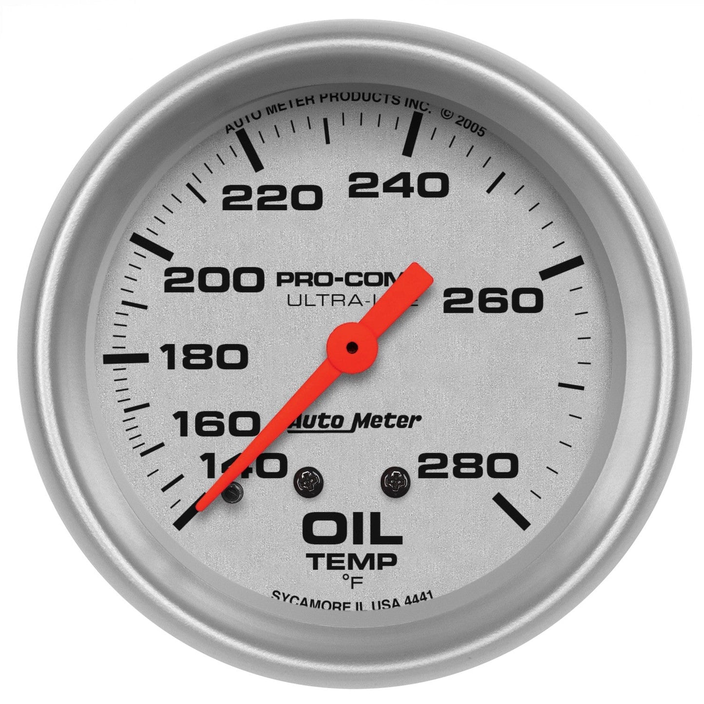 AutoMeter - 2-5/8" OIL TEMPERATURE, 140-280 °F, MECHANICAL, ULTRA-LITE (4441)