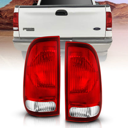 ANZO 1997-2003 Ford F-150 Lanterna traseira vermelha/lente transparente (substituição OE)