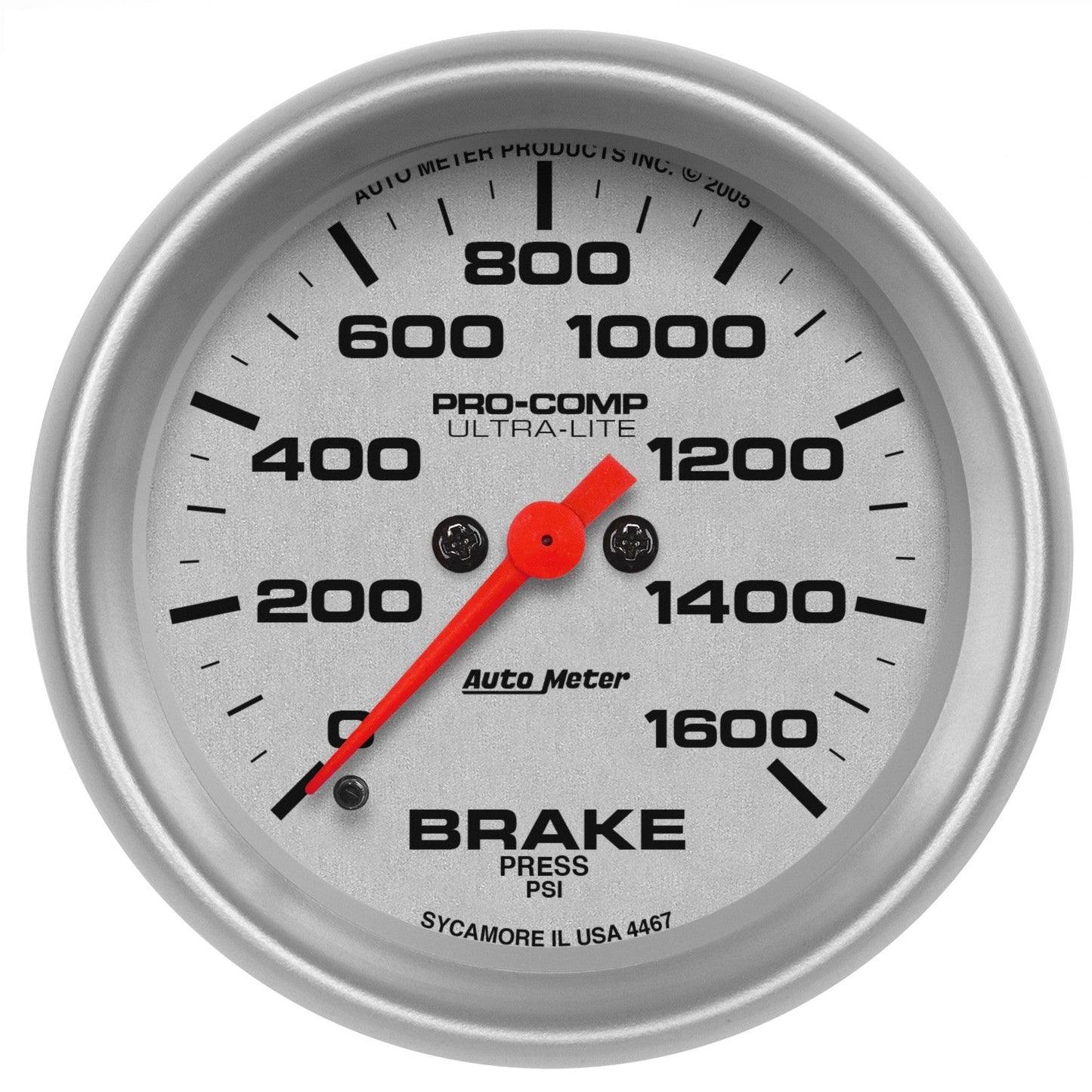 AutoMeter - 2-5/8" BRAKE PRESSURE, 0-1600 PSI, STEPPER MOTOR, ULTRA-LITE (4467)
