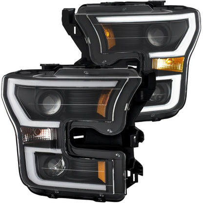 ANZO 2015-2017 Ford F-150 Projetor Faróis com Plank Style Switchback Preto c/ Âmbar