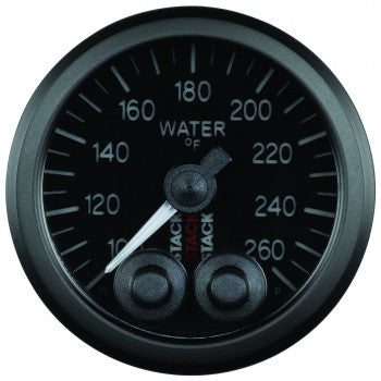 AutoMeter - WATER TEMP, PRO-CONTROL, 52MM, PRETO, 100-260 °F, MOTOR DE PASSO, 1/8" NPTF MACHO (ST3508)