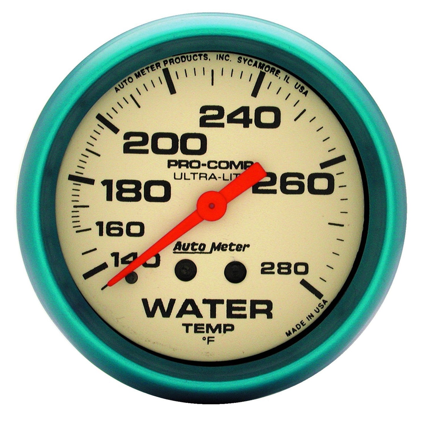 AutoMeter - 2-5/8" WATER TEMPERATURE, 140-280 °F, 4 FT., MECHANICAL, ULTRA-NITE (4535)