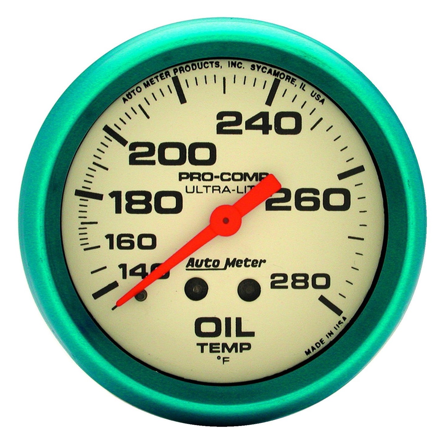 AutoMeter - 2-5/8" OIL TEMPERATURE, 140-280 °F, 6 FT., MECHANICAL, ULTRA-NITE (4541)