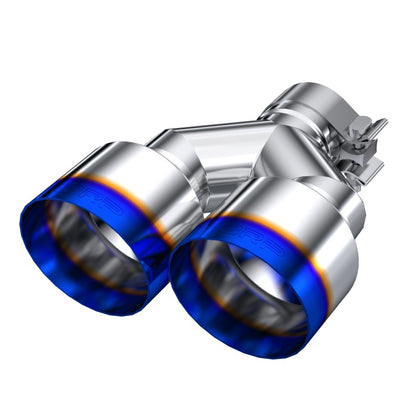 Punta de extremo quemado MBRP 2.5 ID Dual 4 OD Out 9.55 longitud Pared simple Acero inoxidable 304 Lado de paso