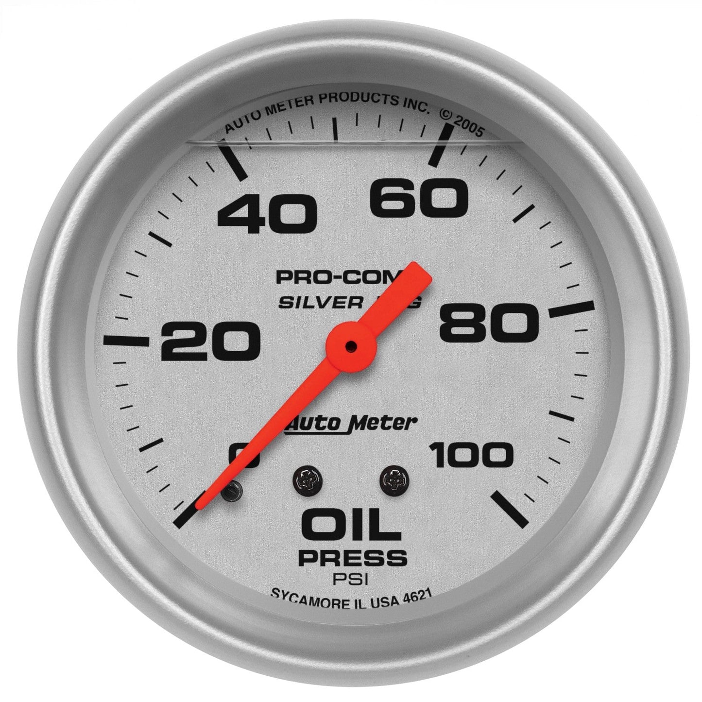 AutoMeter - 2-5/8" OIL PRESSURE, 0-100 PSI, MECHANICAL, LIQUID FILLED, ULTRA-LITE (4621)