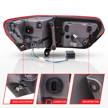 ANZO 2014-2016 Jeep Grand Cherokee Lanternas traseiras de LED vermelho/fumaça