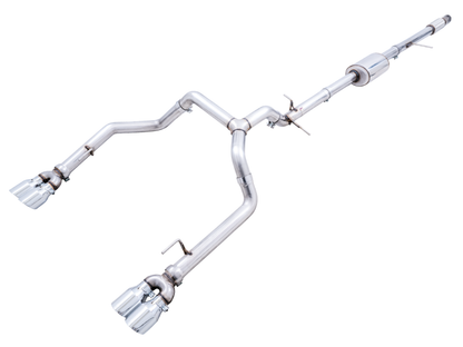 AWE Tuning 4th Gen GM 1500 5.3L 0FG Catback Split Saída traseira (com recortes de pára-choques) - pontas cromadas quádruplas