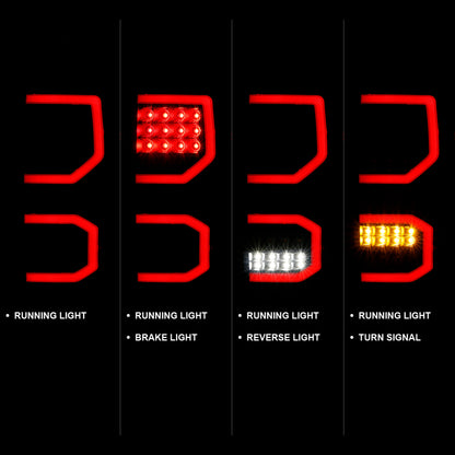 ANZO 2007-2013 Toyota Tundra Lanternas traseiras de LED estilo prancha pretas com lentes fumê
