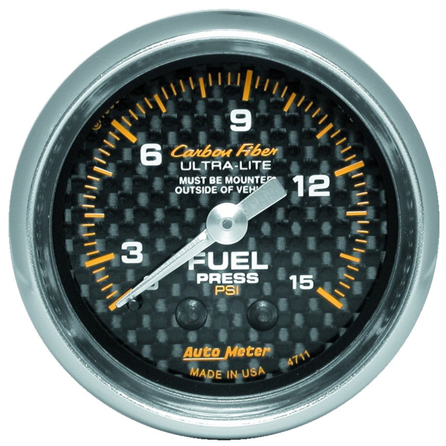 AutoMeter - 2-1/16" FUEL PRESSURE, 0-15 PSI, MECHANICAL, CARBON FIBER (4711)