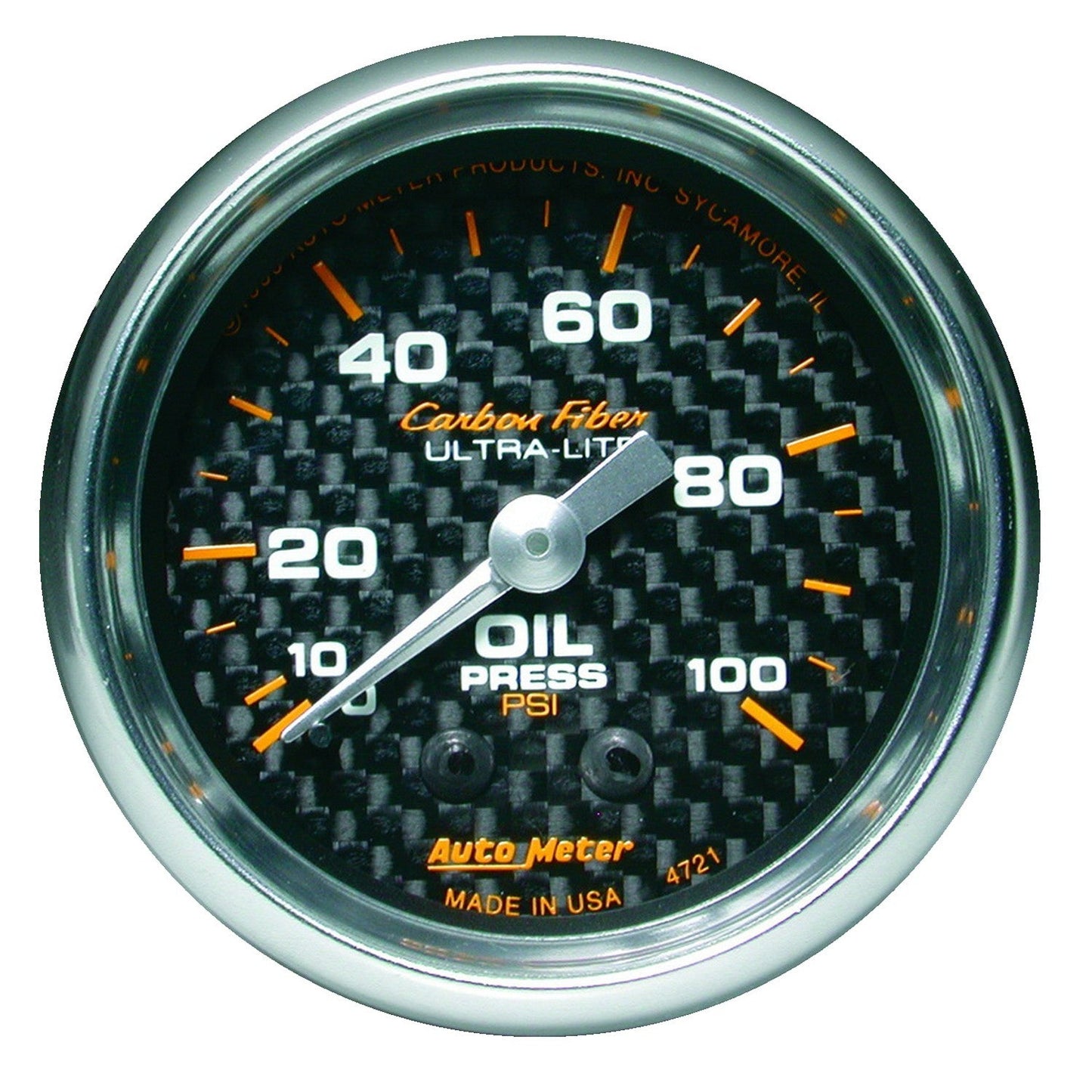 AutoMeter - 2-1/16" OIL PRESSURE, 0-100 PSI, MECHANICAL, CARBON FIBER (4721)