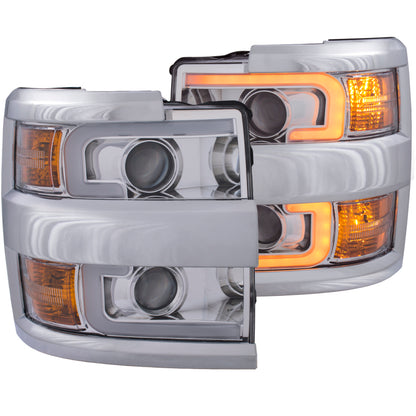 Faróis projetores ANZO 15-17 Chevrolet Silverado 2500HD / 3500HD Chrome com aro cromado