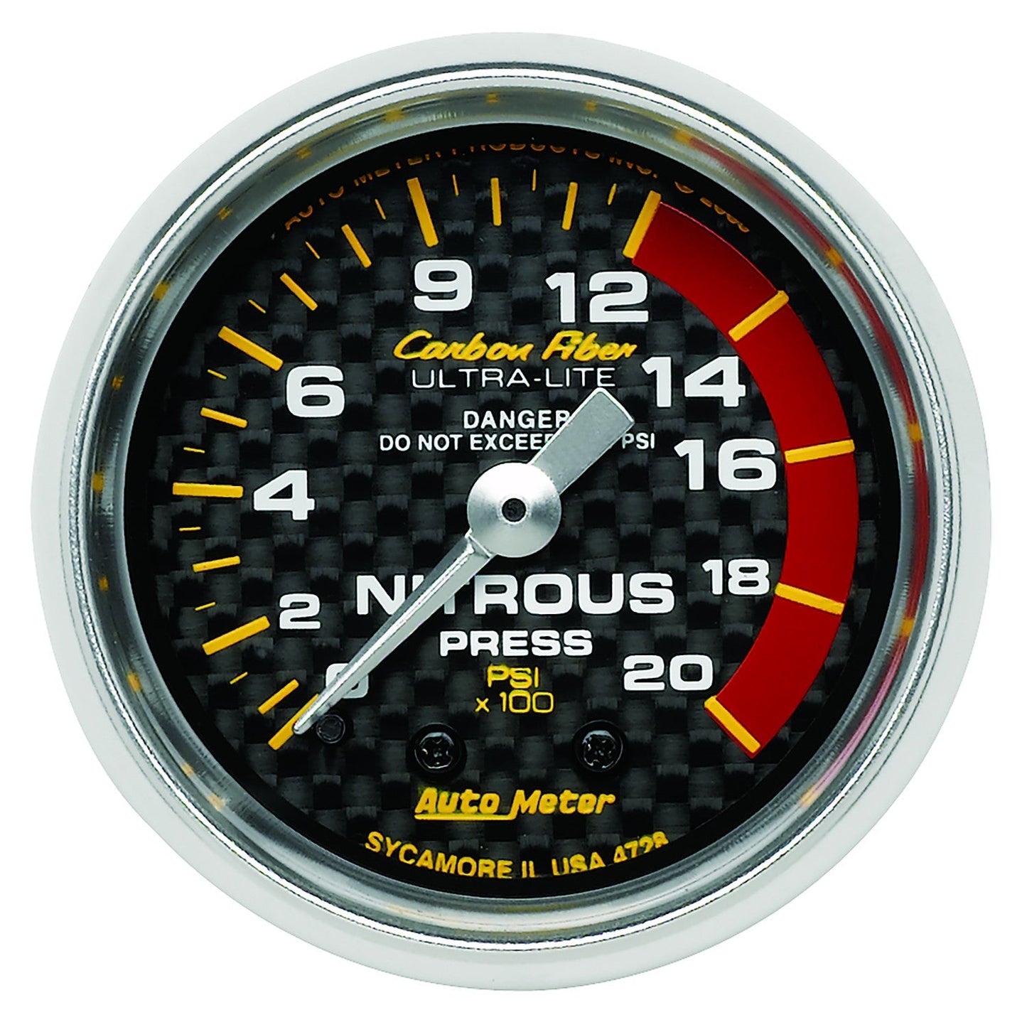 AutoMeter - 2-1/16" NITROUS PRESSURE, 0-2000 PSI, MECHANICAL, CARBON FIBER (4728)