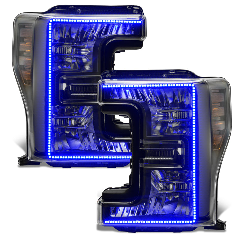 Oracle 17-19 Ford F-250 SD Dynamic Pre-Assembled Headlights - Halogen - Black Edition -